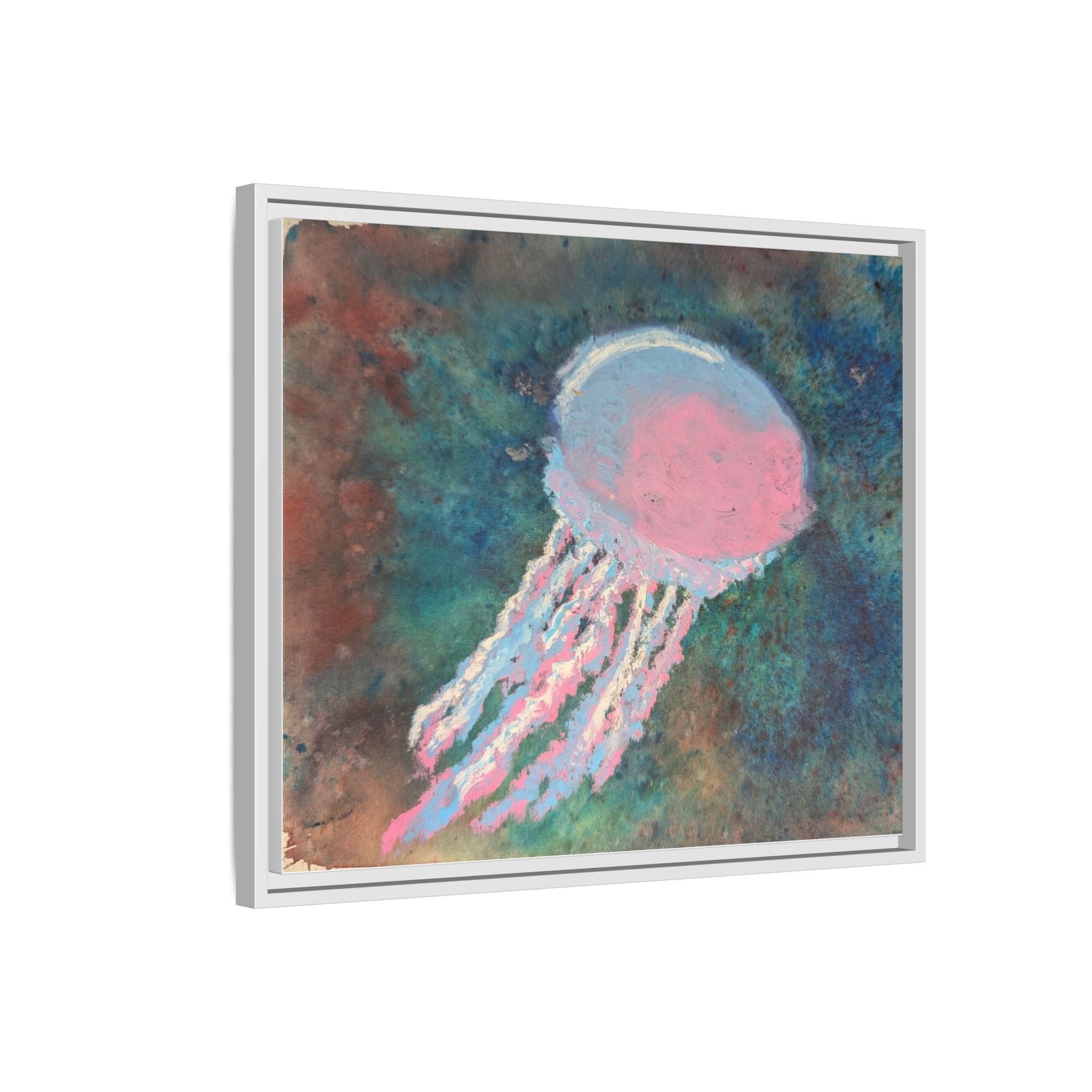 Jellyfish Watercolor Framed Canvas