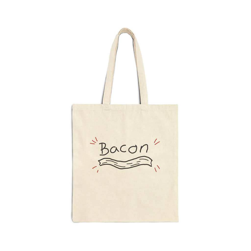 Bacon Canvas Tote Bag — Funny Illustrated Bacon Grocery & Market Shopper