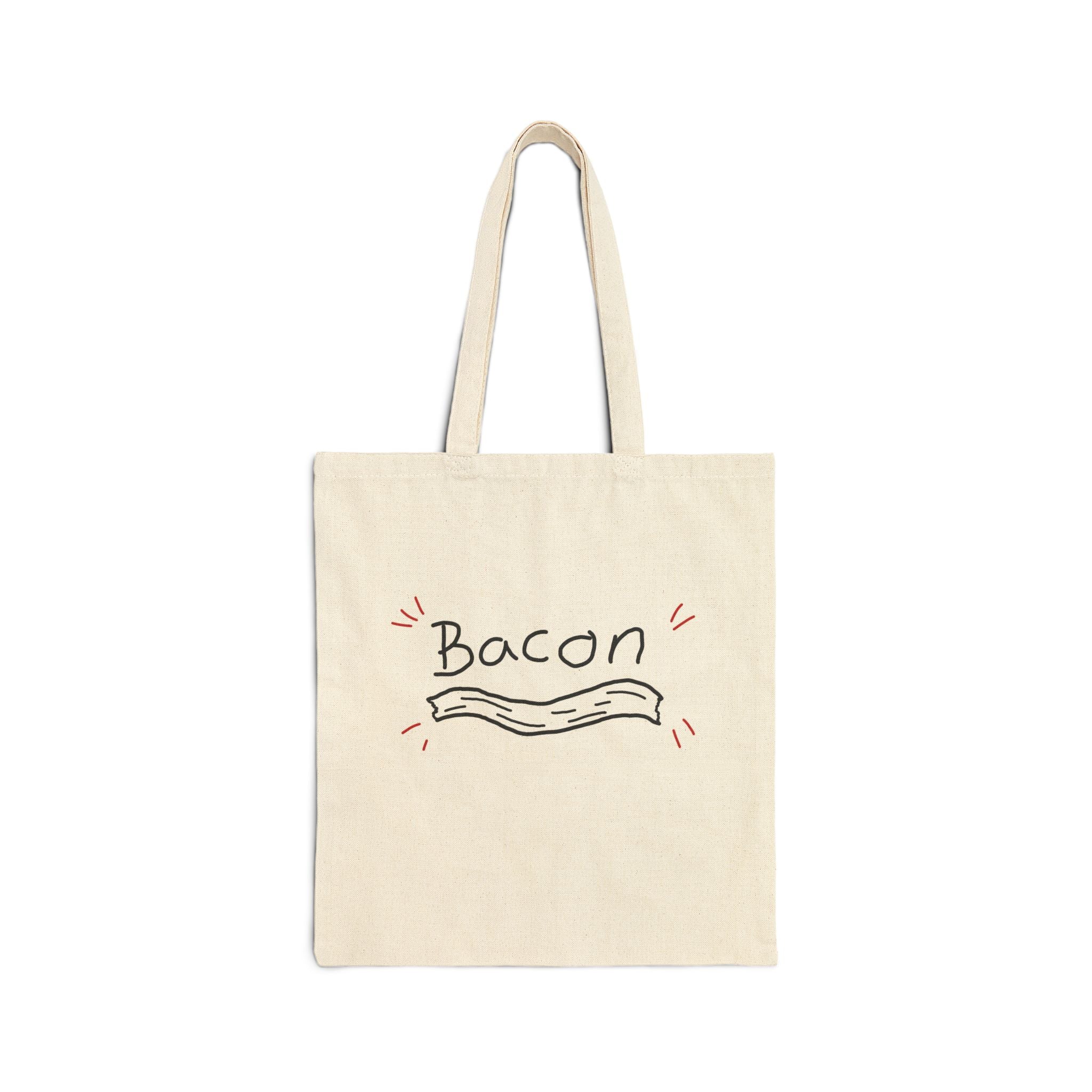 Bacon Canvas Tote Bag — Funny Illustrated Bacon Grocery & Market Shopper
