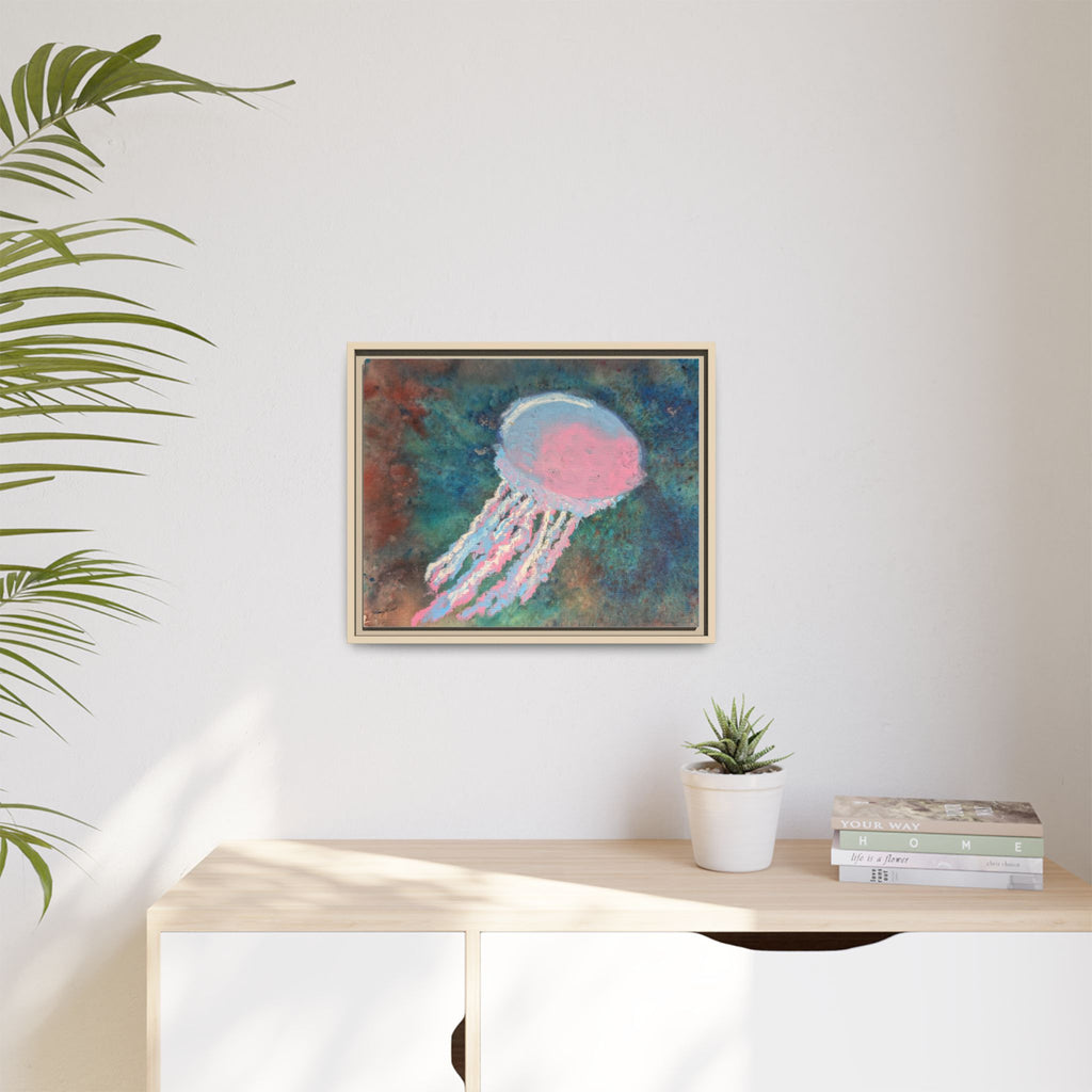 Jellyfish Watercolor Framed Canvas