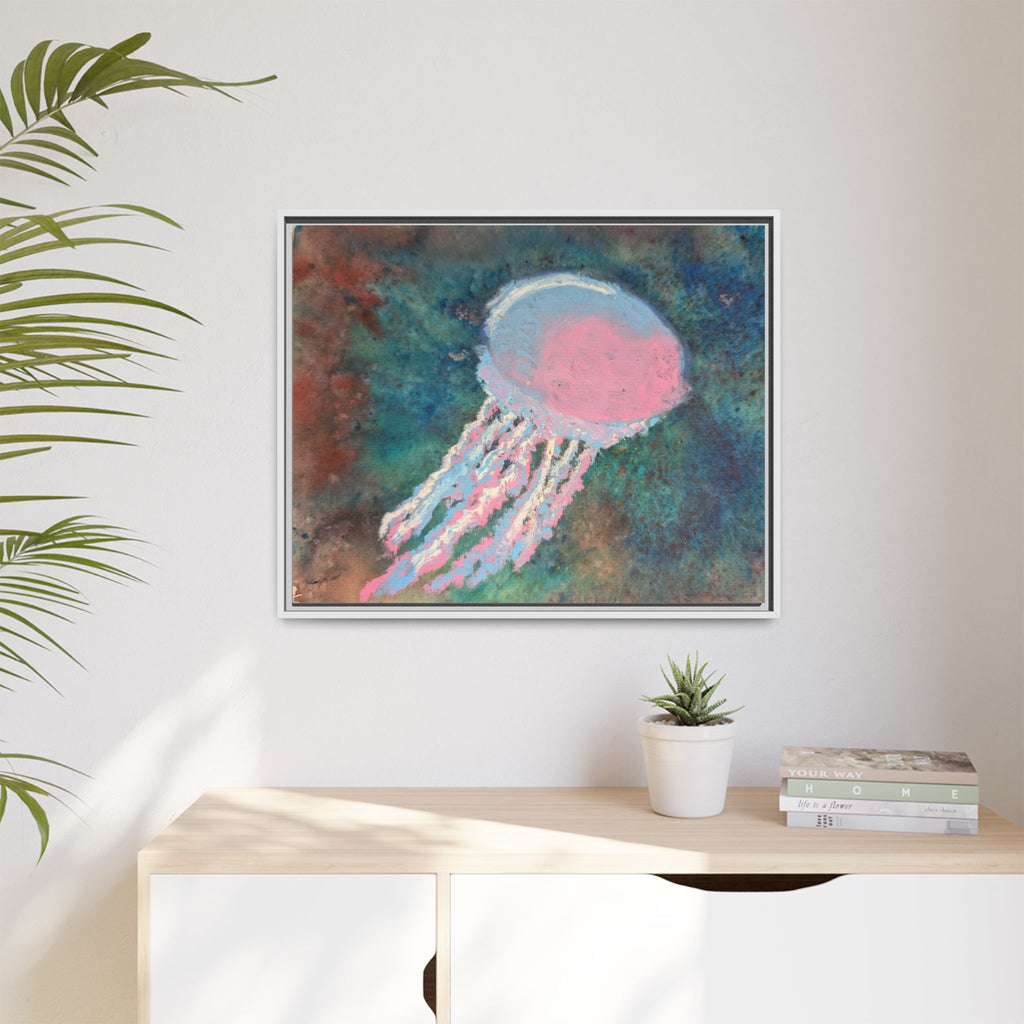 Jellyfish Watercolor Framed Canvas