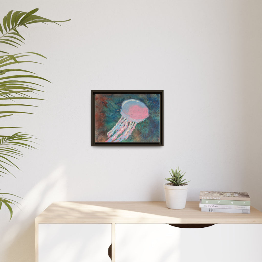 Jellyfish Watercolor Framed Canvas