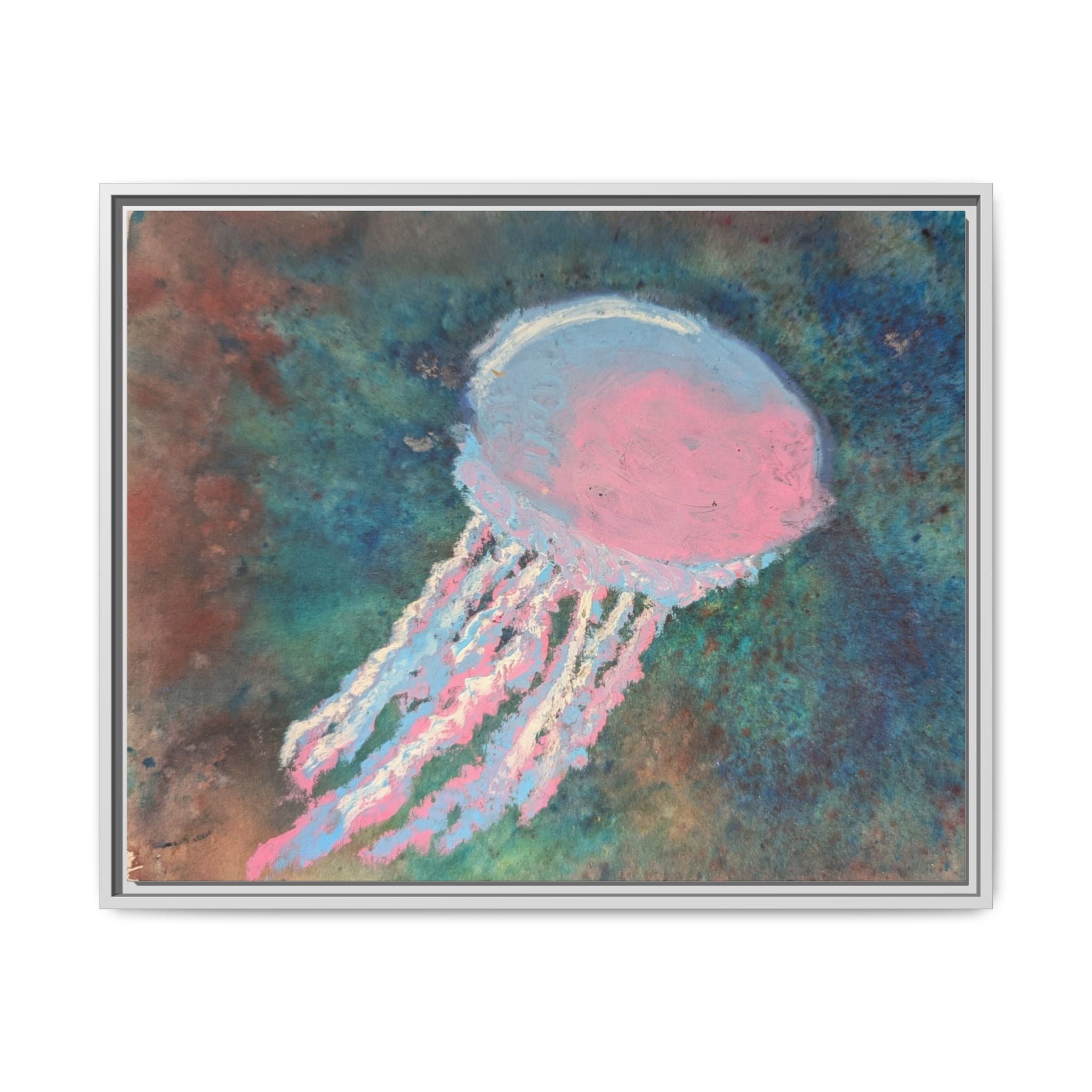 Jellyfish Watercolor Framed Canvas