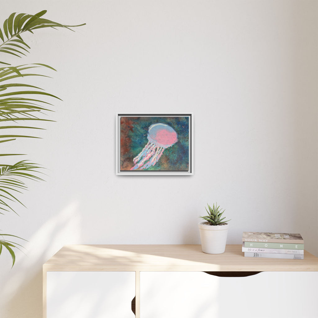 Jellyfish Watercolor Framed Canvas