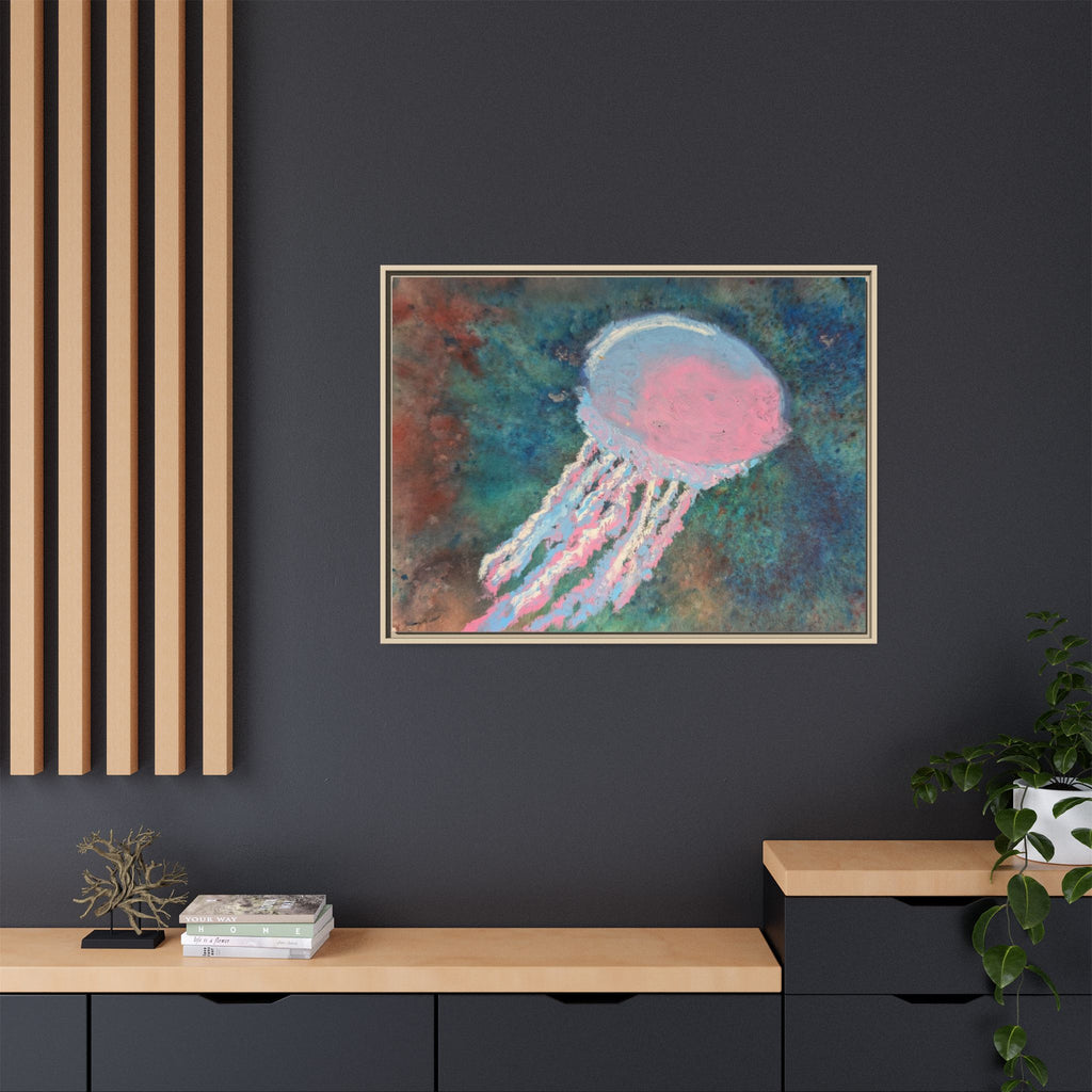 Jellyfish Watercolor Framed Canvas