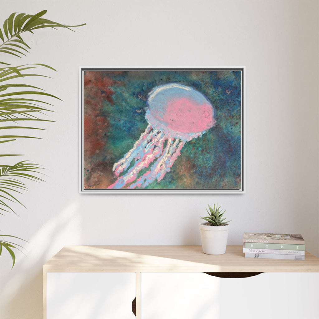 Jellyfish Watercolor Framed Canvas