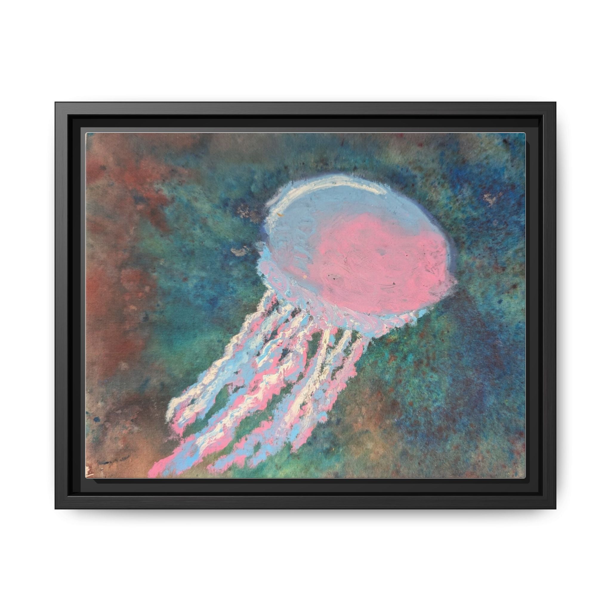 Jellyfish Watercolor Framed Canvas