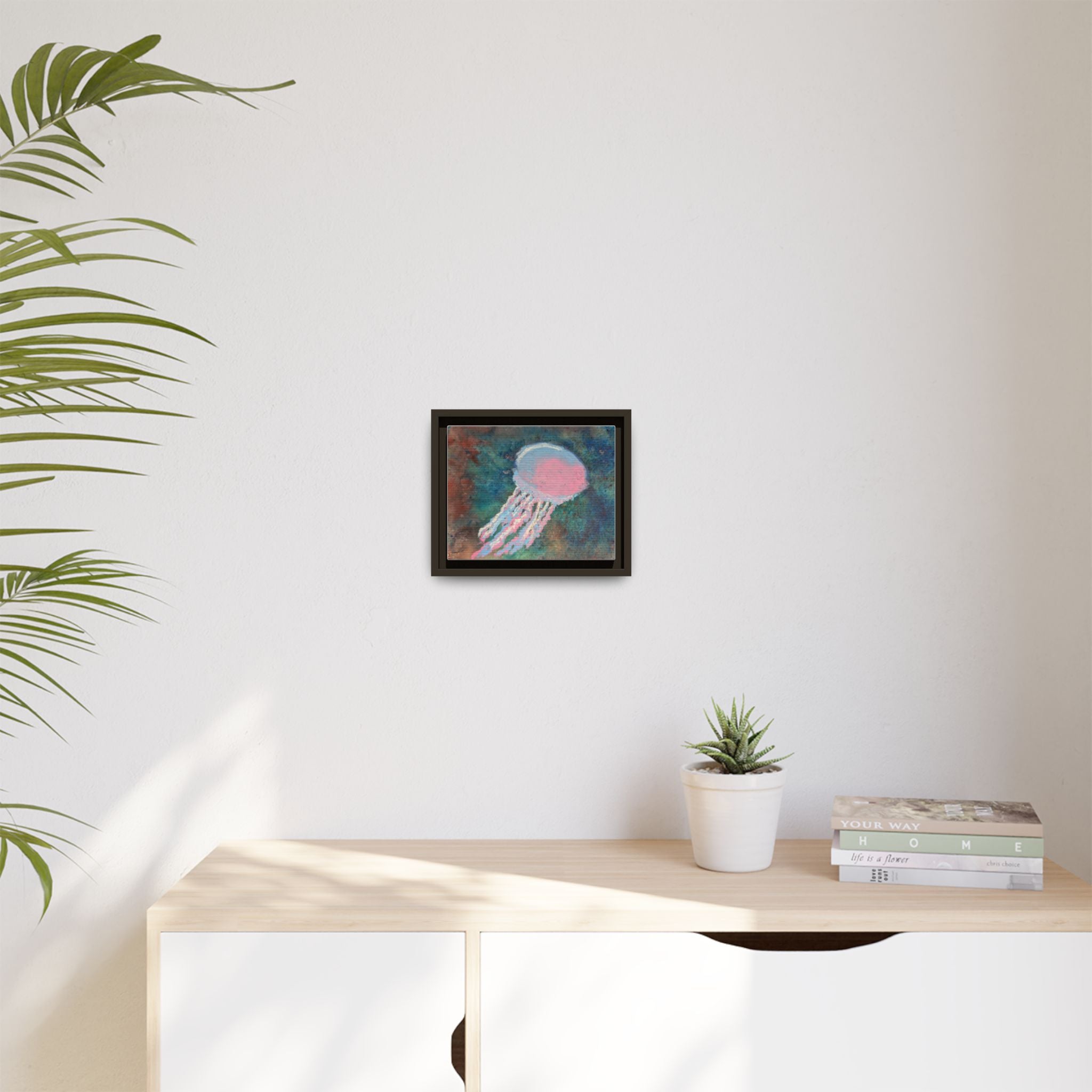 Jellyfish Watercolor Framed Canvas