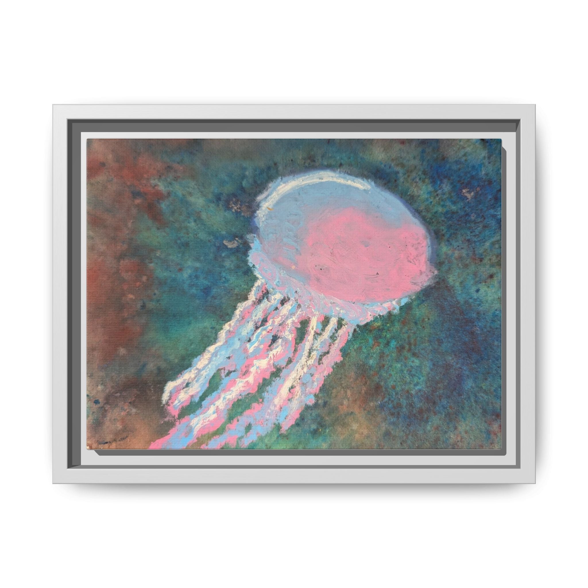 Jellyfish Watercolor Framed Canvas