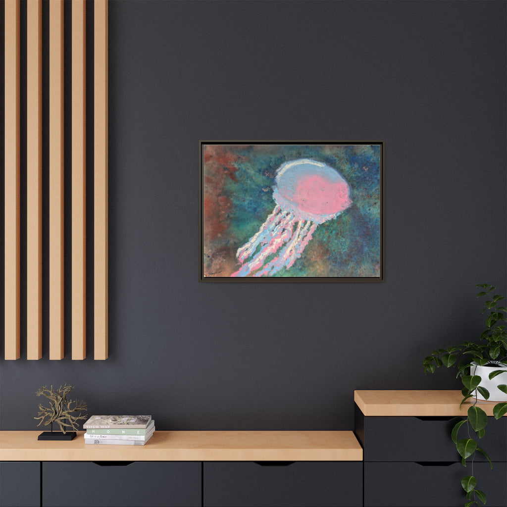 Jellyfish Watercolor Framed Canvas